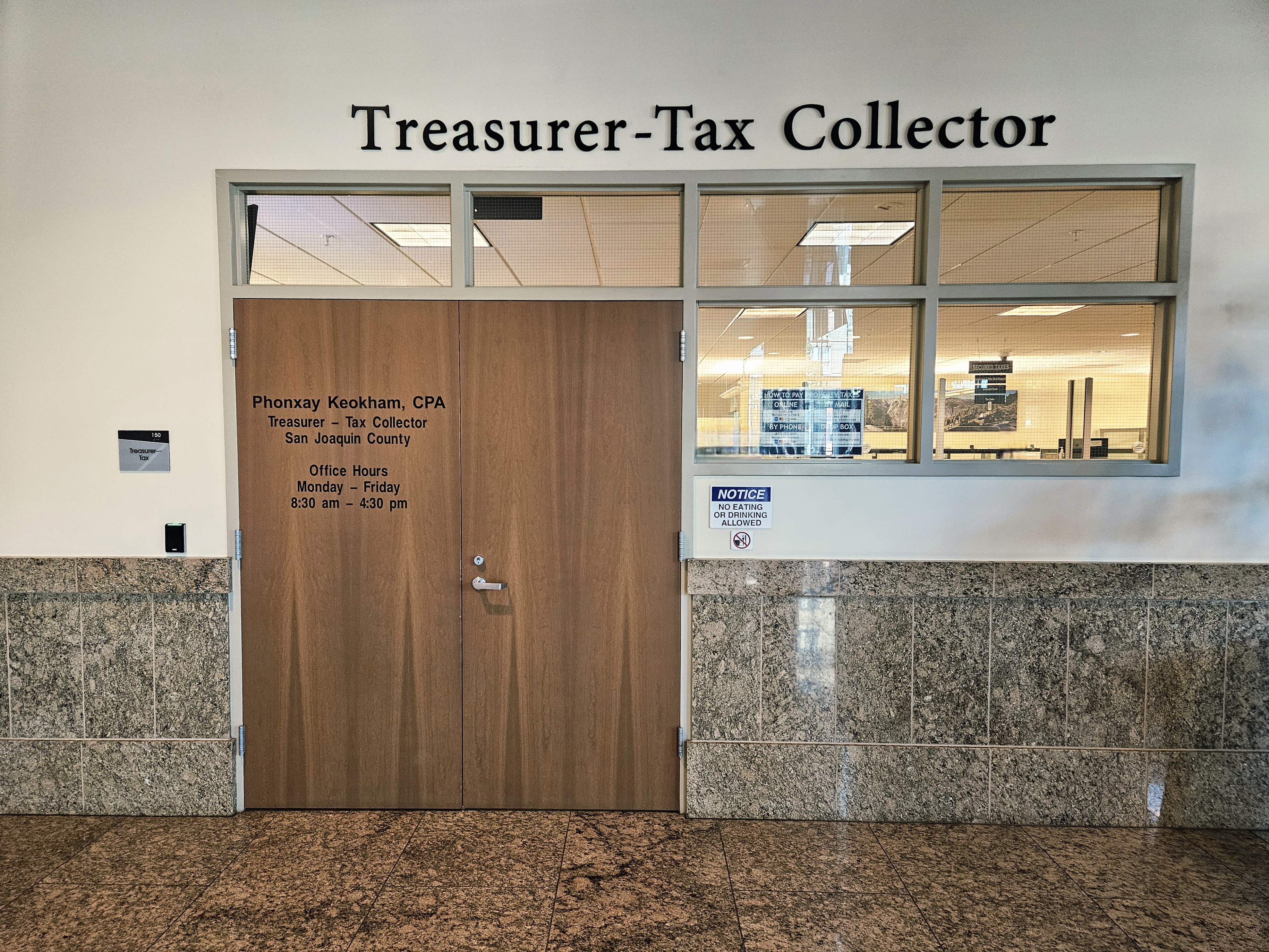 San Joaquin County Treasurer-Tax Collector Lobby Door